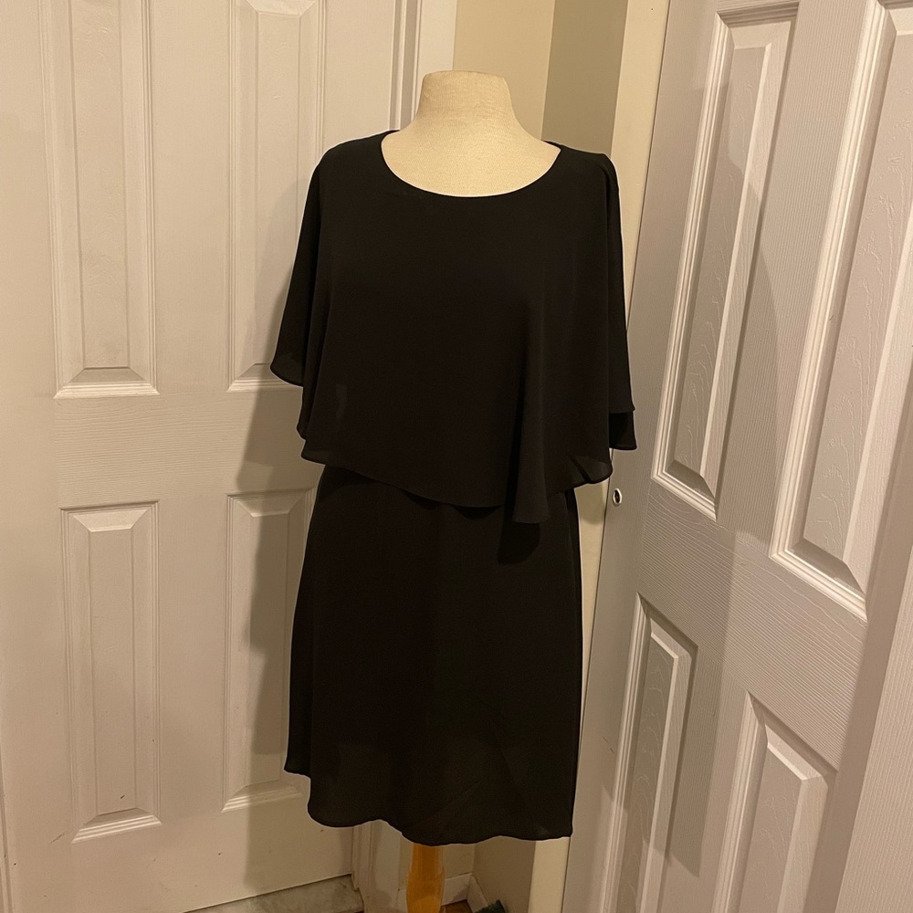 Black chiffon tunic top with slit sides
